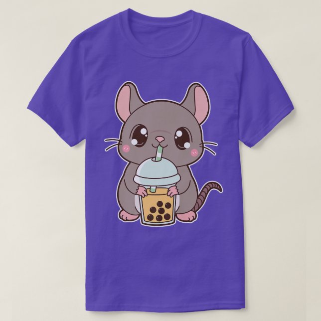 Kawaii Cute Zodiac Boba Rat Mango Bubble Pearl Mil T-Shirt (Design Front)