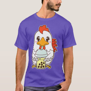 Kawaii Cute Zodiac Boba Rooster Banana Bubble Milk T-Shirt