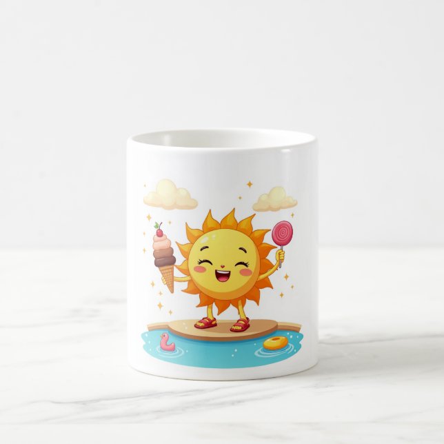 Kawaii Dancing Sun Summer Poolside Mug (Center)