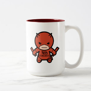 Kawaii Daredevil With Paired Short Sticks Two-Tone Coffee Mug