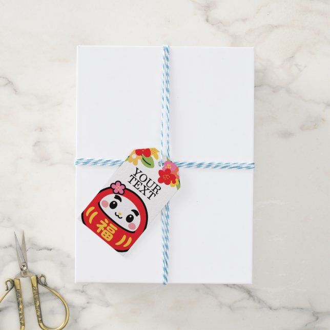Kawaii daruma pattern gift tags (With Twine)
