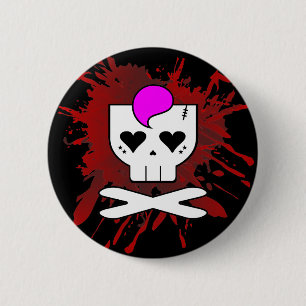KAWAII DEATHROCK SKULL BLOOD SPLATTER PIN BUTTON