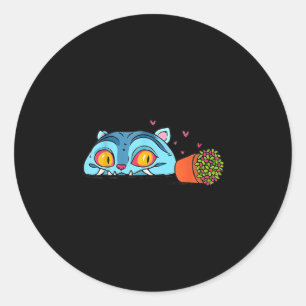 Kawaii Demon Cat Funny Anime Otaku Japanese Classic Round Sticker