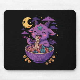 Kawaii Demon Ramen Noodles Goat Pentagram Pastel B Mouse Pad