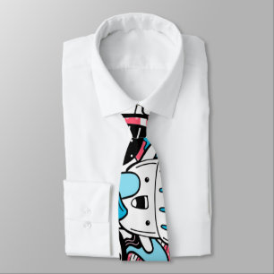 Kawaii Desserts Psychedelic Fun Illustration Blue Tie