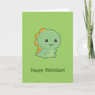 Kawaii Dinosaur Happy Birthday Card