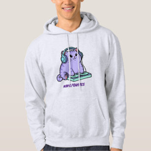 Kawaii DJ Cat Cartoon Illustration Hoodie