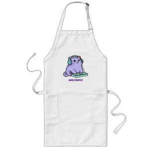 Kawaii DJ Cat Cartoon Illustration Long Apron