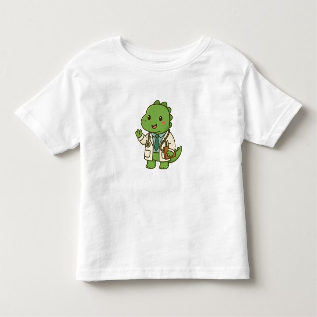 Kawaii Doctor Dinosaur – Cute Dino Jobs Toddler T-Shirt (Front)