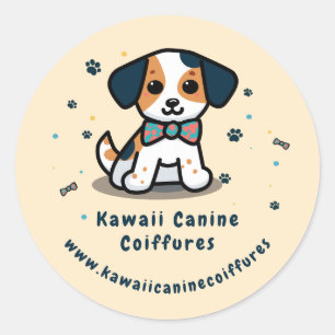 Kawaii dog business classic round sticker