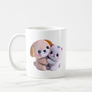 Kawaii Dog Cat Plushie Hug Coffee Mug