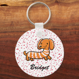 Kawaii Double Sided Personalised Dachshund Key Ring