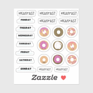 Kawaii Doughnut Breakfast Planner Stickers