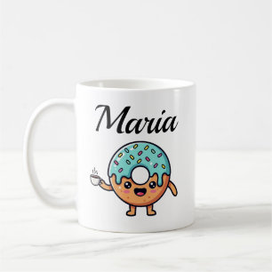 Kawaii Doughnut Coffee Lover Personalised Coffee Mug