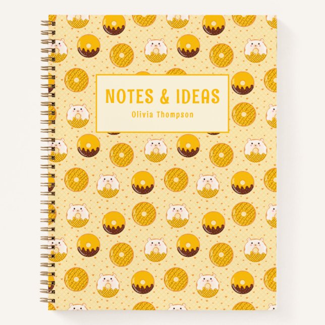 Kawaii Doughnut Pattern Personalised Spiral Notebo Notebook (Front)