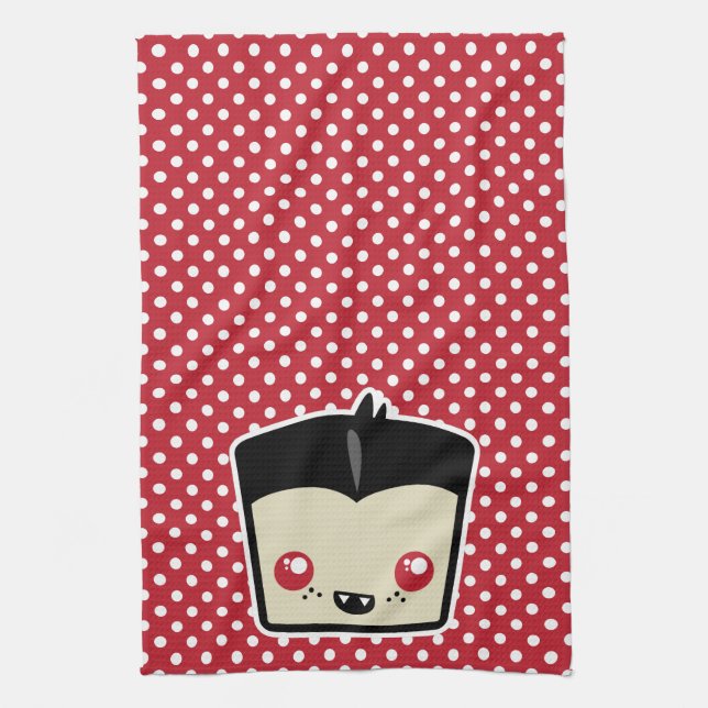 Kawaii Dracula Kitchen Towel (Vertical)