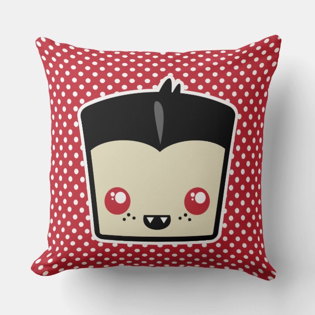 Kawaii Dracula Throw Pillow (Front)