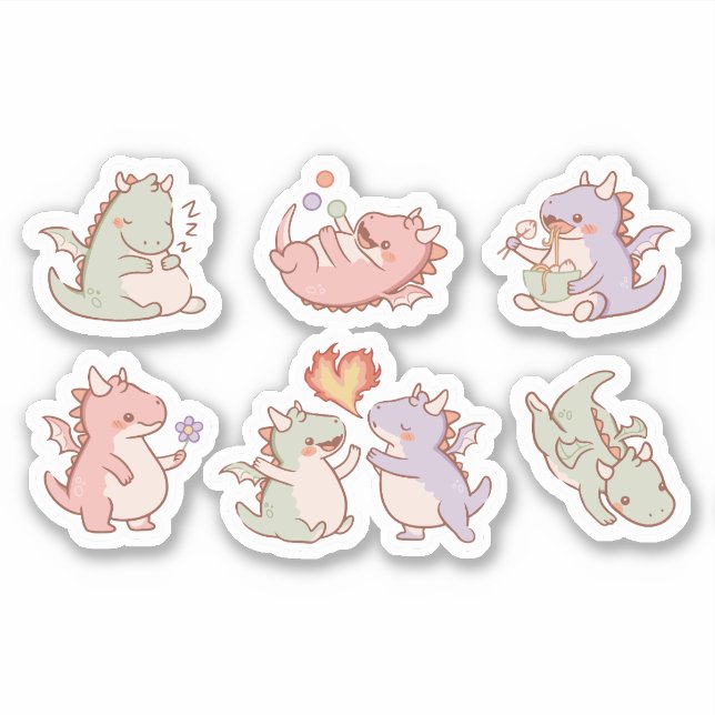 KAWAII DRAGON STICKERS SET  (Front)