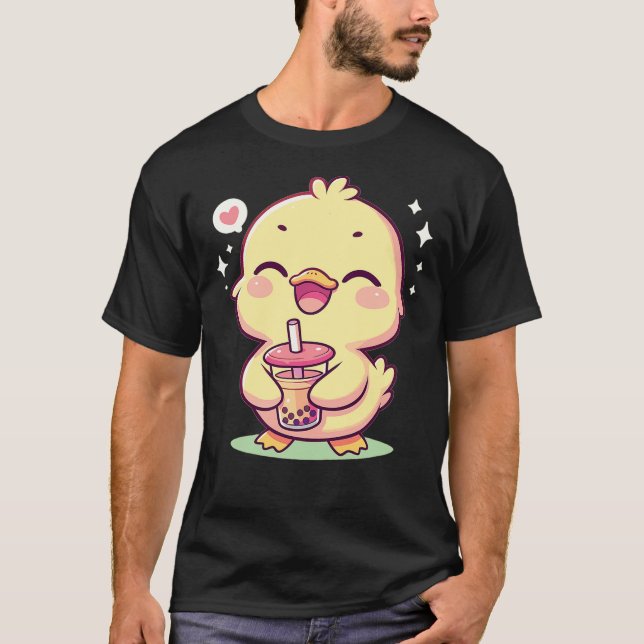 Kawaii Duck Bubble Tea Boba Duck T-Shirt (Front)