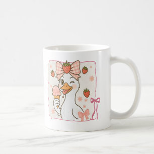 Kawaii Duck with Strawberry Ice Cream Coffee Mug