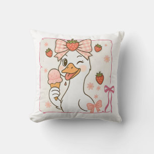 Kawaii Duck with Strawberry Ice Cream Cushion