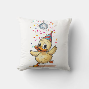 Kawaii Duckling Dancing Under Disco Ball with Conf Cushion