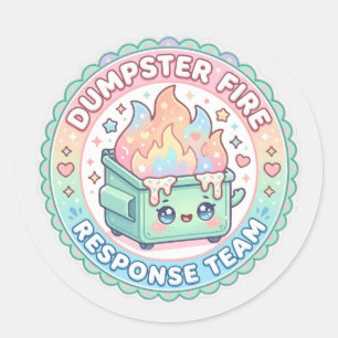 kawaii dumpster fire response team classic round sticker