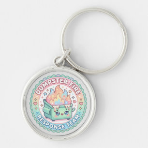 kawaii dumpster fire response team key ring