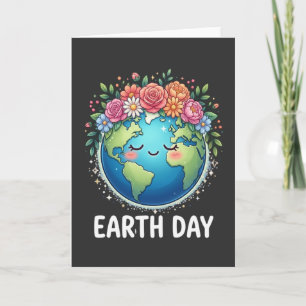 Kawaii Earth Lover Floral Earth Day flower crown Card