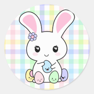 Kawaii Easter Bunny Classic Round Sticker