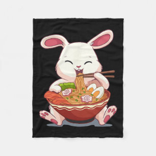 Kawaii Easter Bunny Ramen Noodles Japanese Easter Fleece Blanket