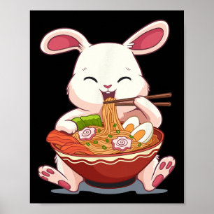 Kawaii Easter Bunny Ramen Noodles Japanese Easter Poster