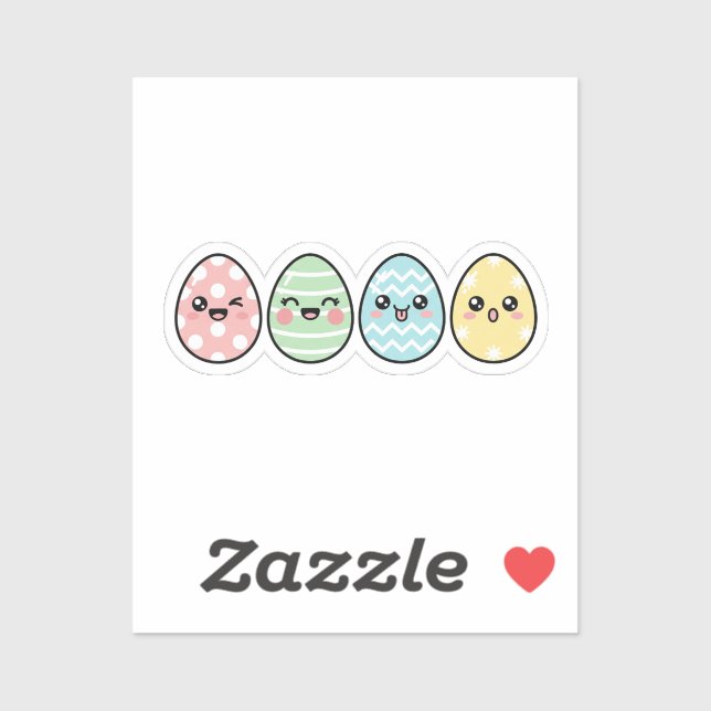 Kawaii Easter Eggs Cute Funny Faces Pastel Sticker (Sheet)
