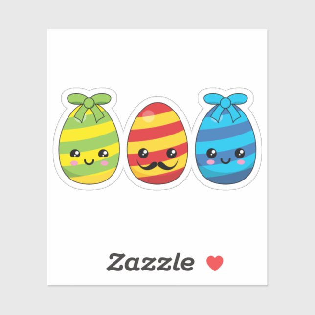 Kawaii Easter Eggs with Ribbons (Sheet)