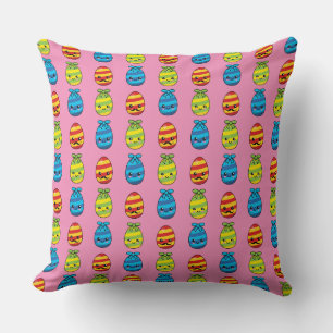 Kawaii Easter Eggs with Ribbons Cushion