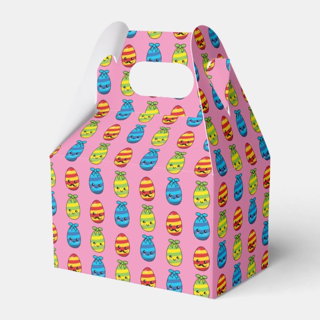 Kawaii Easter Eggs with Ribbons Favour Box (Front Side)