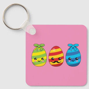 Kawaii Easter Eggs with Ribbons Key Ring