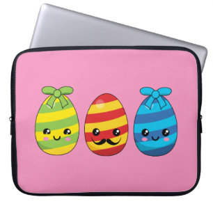 Kawaii Easter Eggs with Ribbons Laptop Sleeve