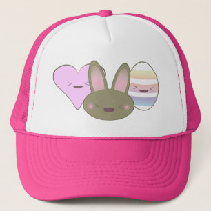 KAWAII EASTER TRIO BUNNY CHOCOLATE EGG HEART HAPPY TRUCKER HAT