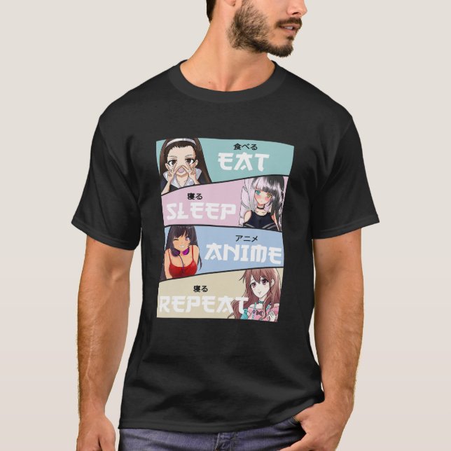 Kawaii Eat Sleep Anime Repeat Cute Japanese Teen G T-Shirt (Front)