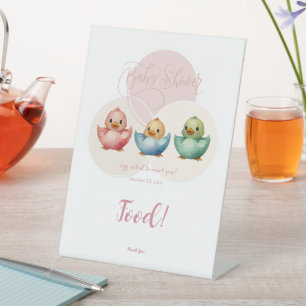 Kawaii Egg Birds Pastel Coloured Baby Shower Food Pedestal Sign