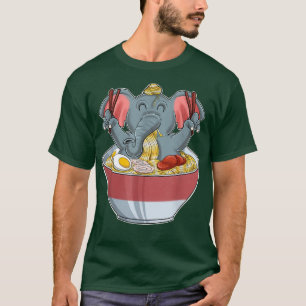 Kawaii Elephant Japanese Ramen Noodles Otaku Anime T-Shirt