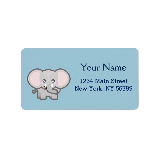 Kawaii elephant label (Front)