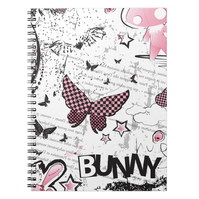 Kawaii emo Pink Bunny Notebook (Front)