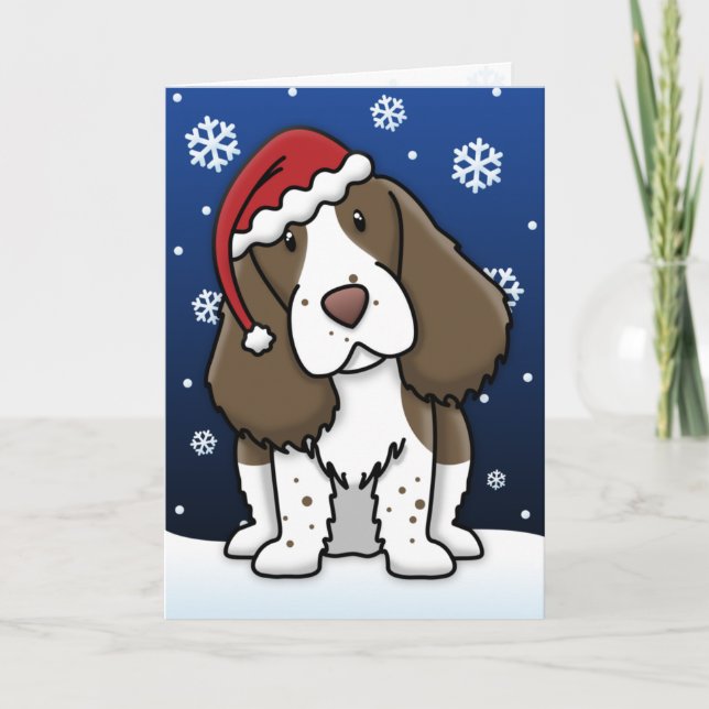 Kawaii English Springer Spaniel Christmas Card (Front)