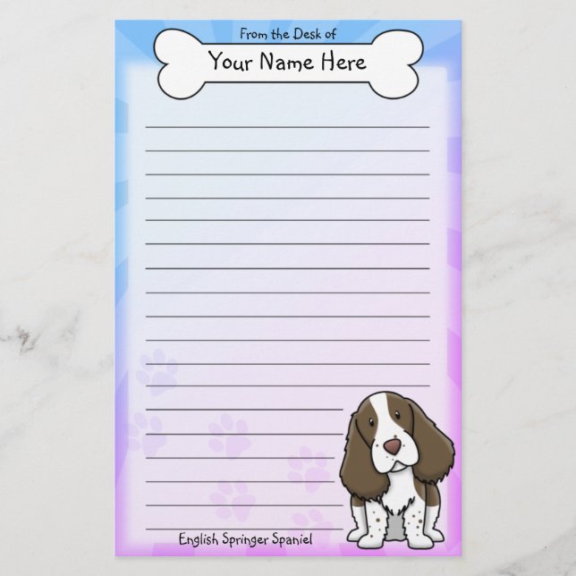 Kawaii English Springer Spaniel Stationery (Front)