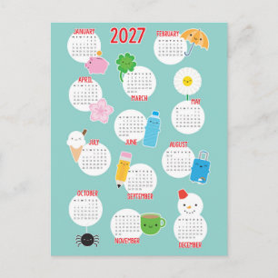 Kawaii Everyday Life 2027 Calendar Postcard