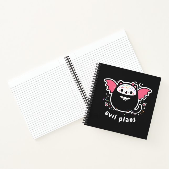 Kawaii Evil Plans Notebook with Winged Kitty (Inside)