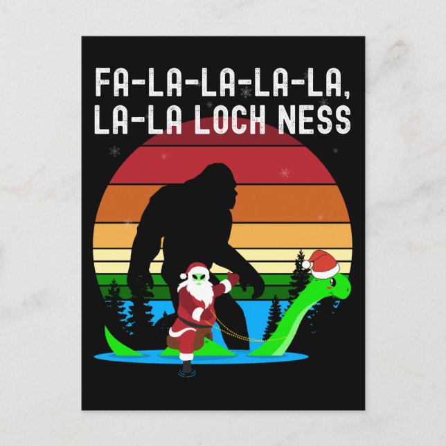 Kawaii Fa La La La LochNess Santa Alien Bigfooted Postcard (Front)