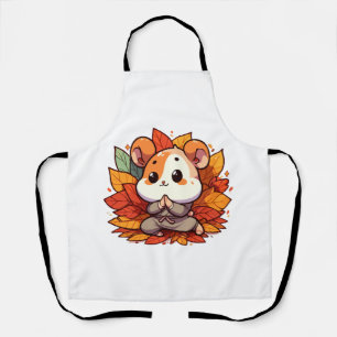 Kawaii fall hamster yoga apron